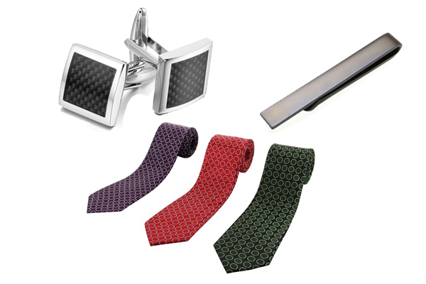 Necktie with Cuff Links and Tie pin